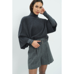 YAYA YAYA Trui met hoge hals en wijde mouwen anthracite